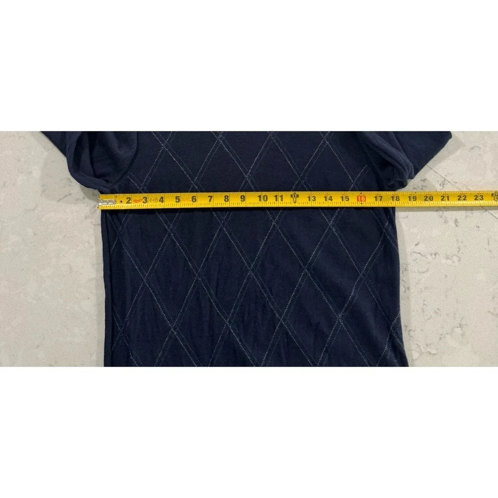 Banana Republic Extra Fine Merino Wool‎ Sweater Mens M Navy Blue V Neck Argyle